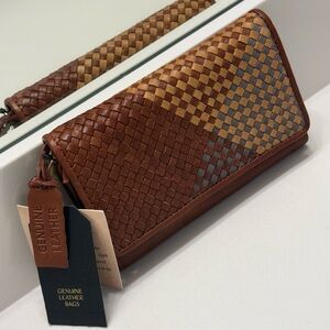 Genuine Leather Woven Brown Wallet NWT